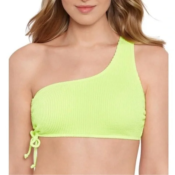 NWT Citron Yellow One Shoulder Bikini Top - Picture 1 of 12